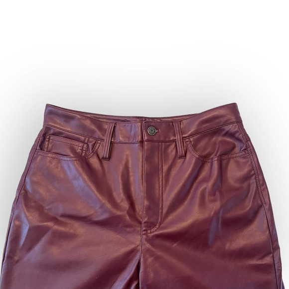 Madewell Perfect Vintage Straight Jean: Dark Cabernet Faux Leather Size 29 Red - Picture 7 of 9